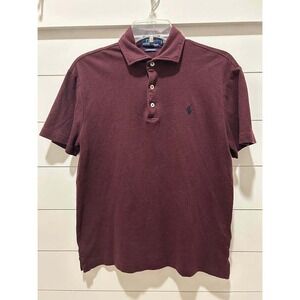 Polo Ralph Lauren Mens Custom Slim Fit Polo Shirt Burgundy Maroon Sm Preppy Luxe